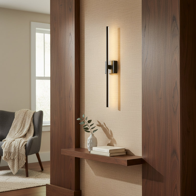 Krushe LED Wall Sconces Linear Simple Style Vanity Light Modern Bathroom Bar Hardwired, Black, 28" H x 4.7" W x 3.3" D