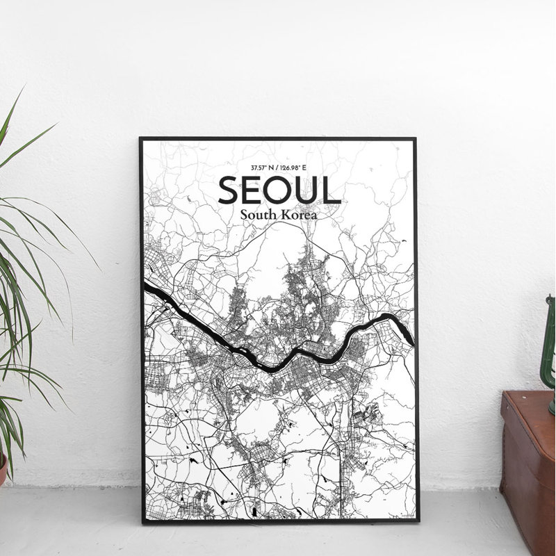 Seoul City Map - No Frame Print, 43.2cm H x 27.9cm W x 0.1cm D