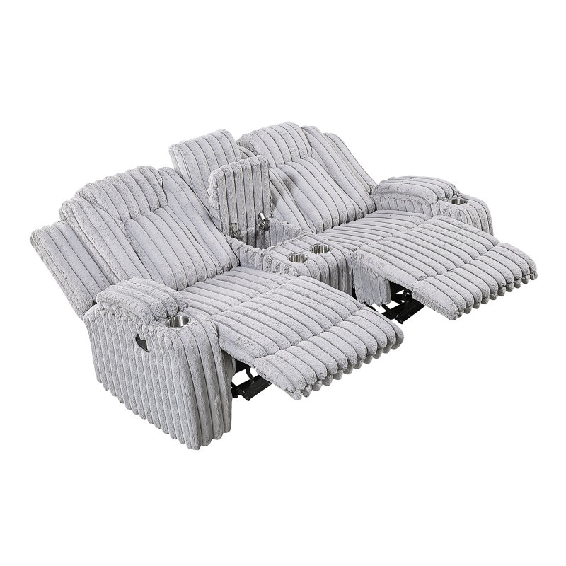 Causeuse inclinable gris clair avec porte-gobelet à console centrale, Light Grey