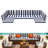 14-Piece Outdoor Cushions For Patio Furniture, Fade Resistant Outdoor Replacement Cushions For Rattaner,Wicker Furniture,Sectional, 6 Cushions And 8 Back Pillows,Blue And White Stripes-123497455