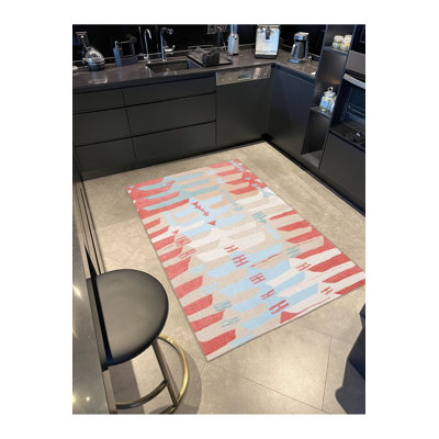 Tapis décoratif pastel bleu clair lavable à la machine