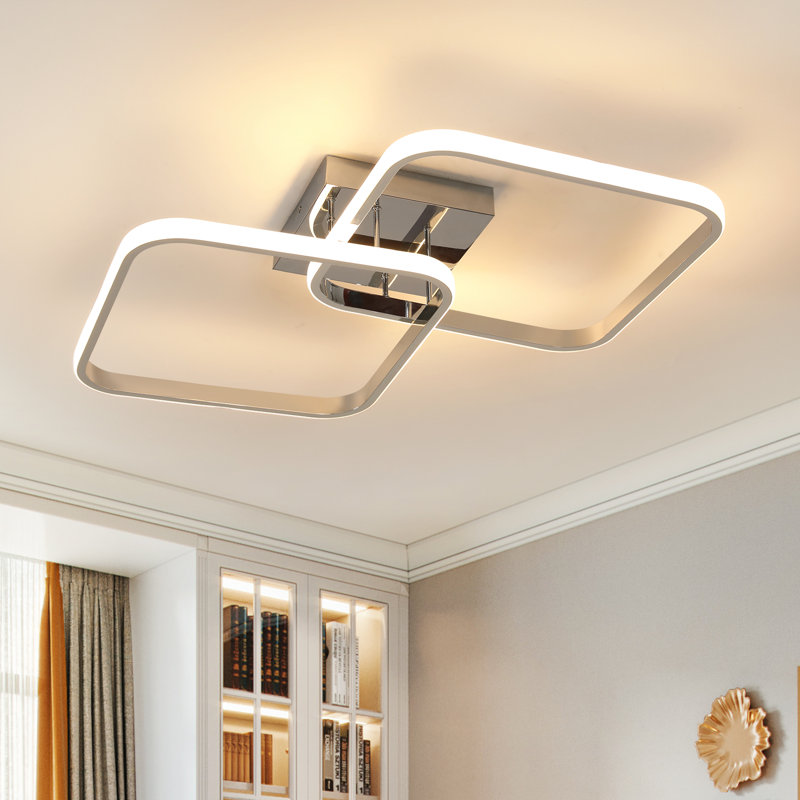  Sleek 2-Light Square Flush Mount, Rose Gold
