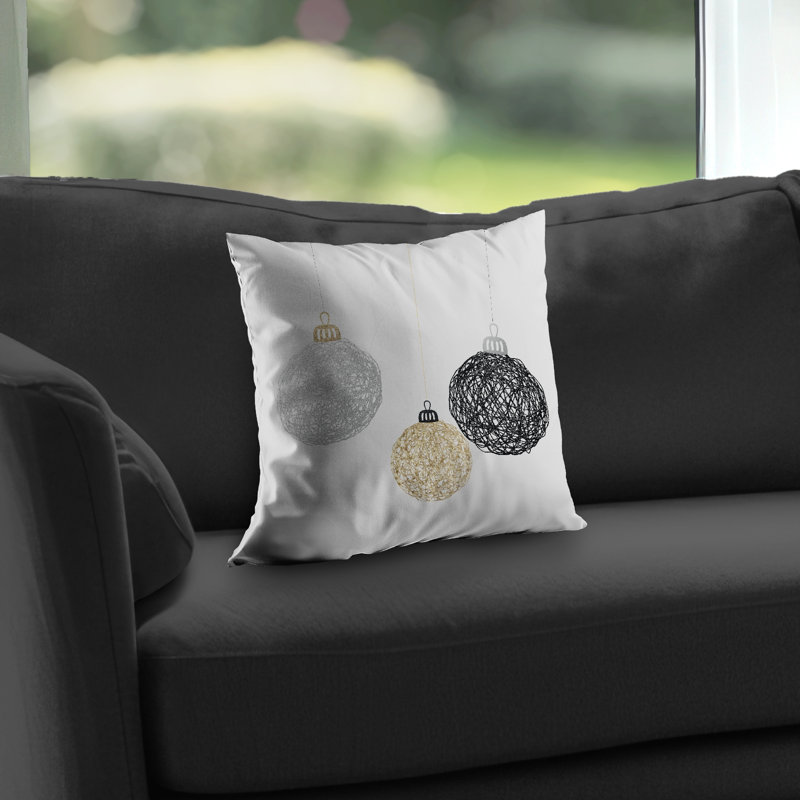 Three Christmas Balls Throw Pillow | Bedroom Pattern Decor