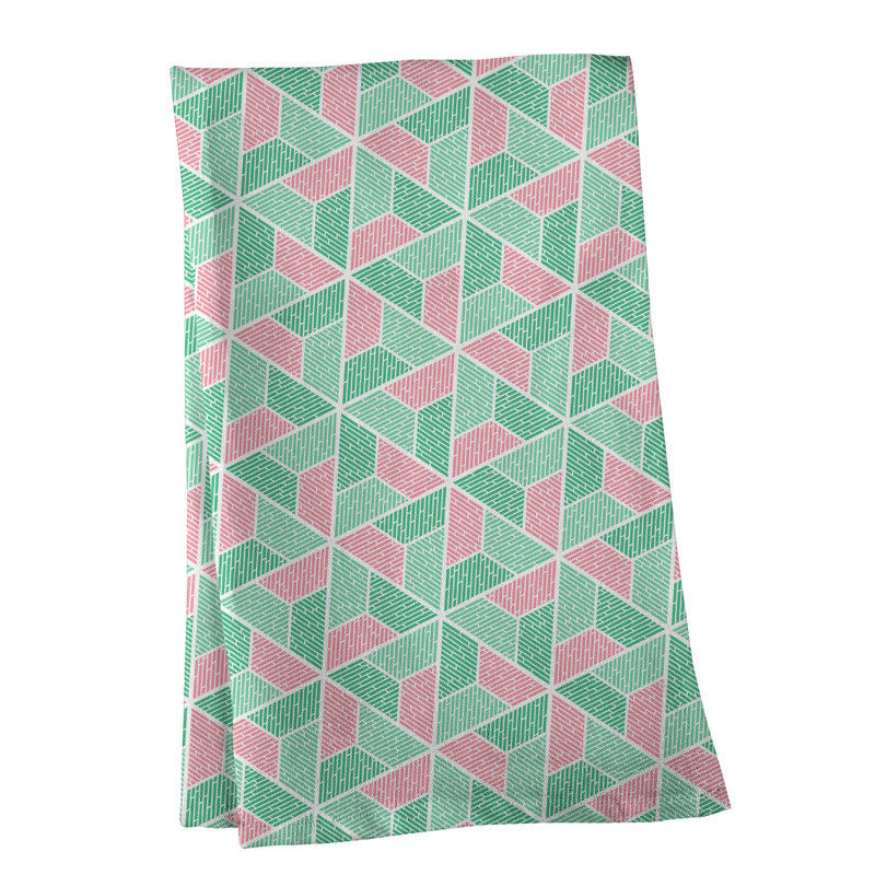 Mcguinness Tea Towel Kitchen Towel, Cotton Twill, Green/Pink