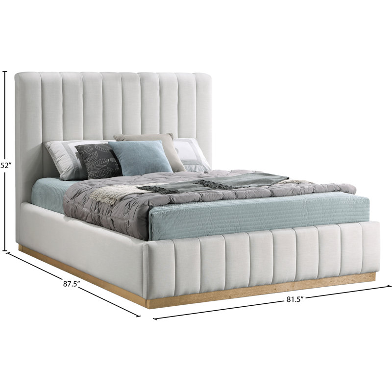 Codyn Upholstered Platform Bed, King, Cream Linen Textured Fabric