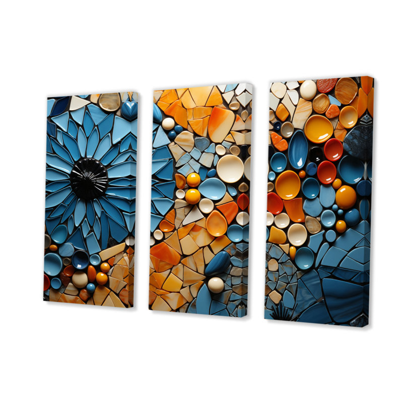 Vélo, mosaïque, rayons I, ensemble d'art mural moderne sur toile, H 28 po x l 36 po x P 1 po
