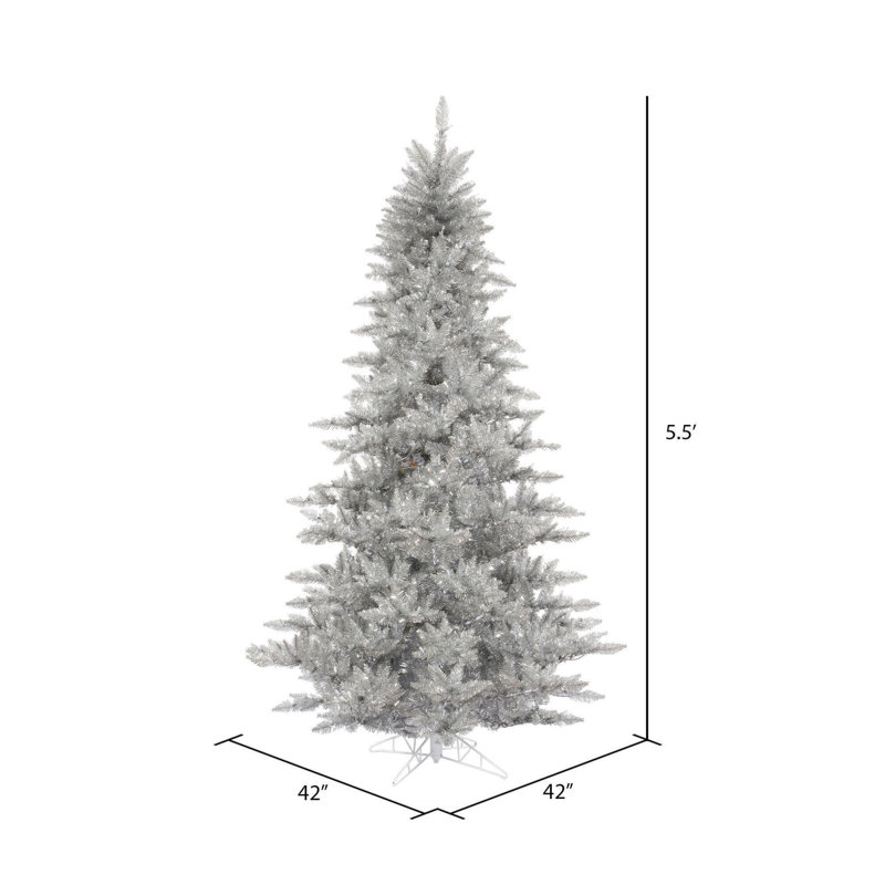 Sapin de Noël artificiel argent 7,5 pi, 5.5'