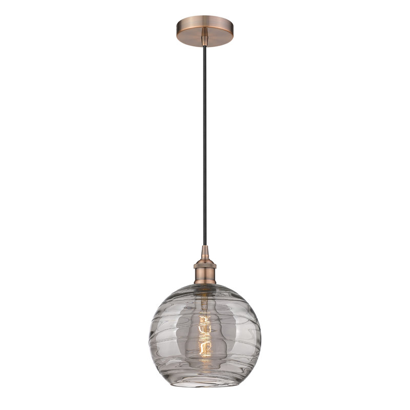 1 - Light Single Drop Pendant Pendant, 12.75" H x 10" W x 10" D, Antique Copper, Light Smoke