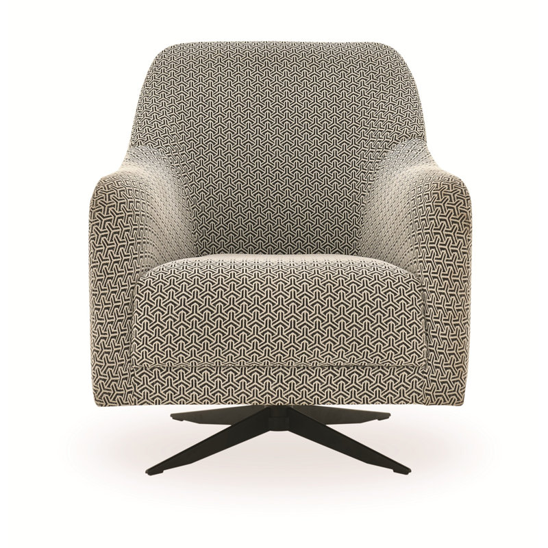 Fauteuil pivotant Enza Home Maison, fauteuil d'appoint rembourré de luxe avec rotation à 360 °, fauteuil de design moderne, sièges confort haut de gamme NOIR-BLANC