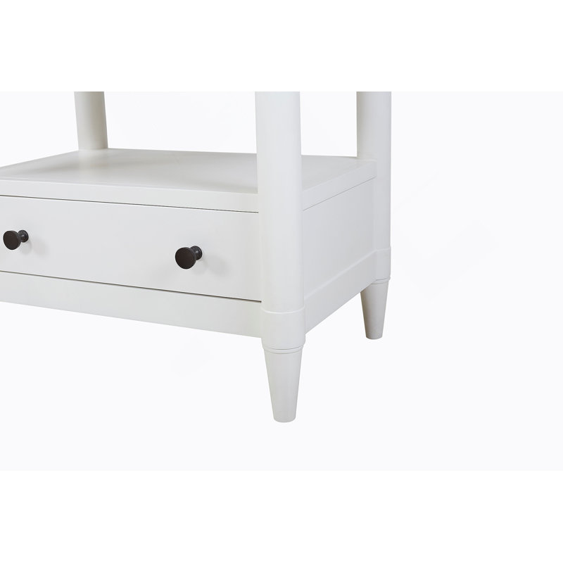 Table de chevet ouverte à finition blanche avec 2 tiroirs, Blanc