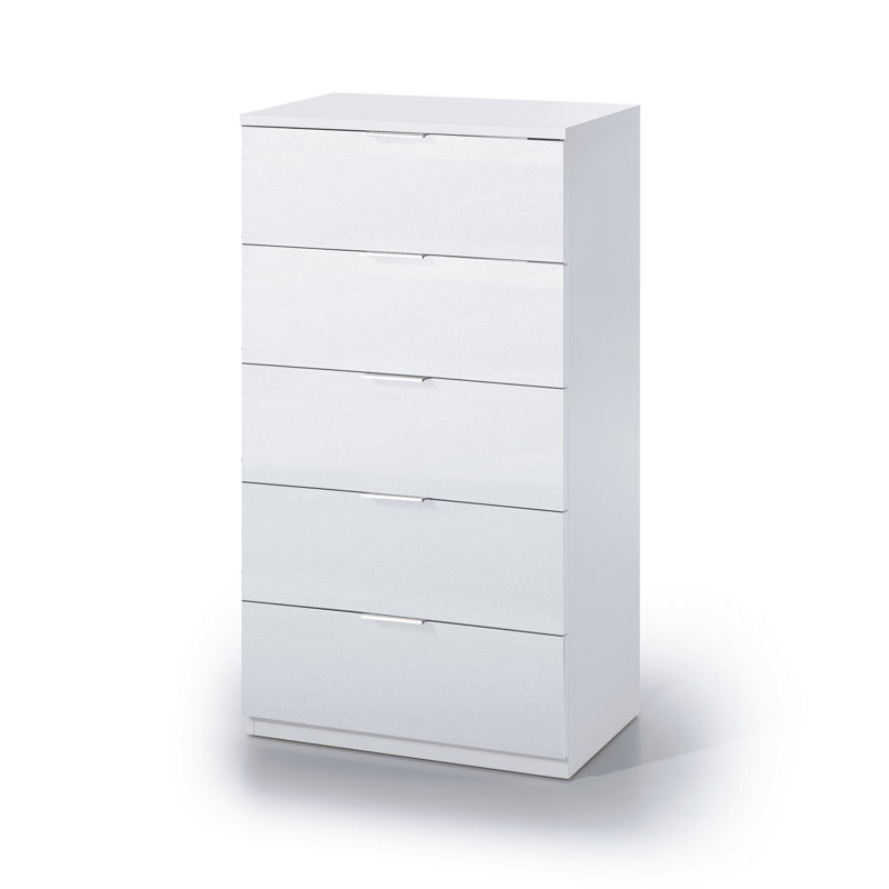 Chest Of Drawers Mesquite, Weekly With 5 Drawers, Dresser For Bedroom, 60X40H110 Cm, White
