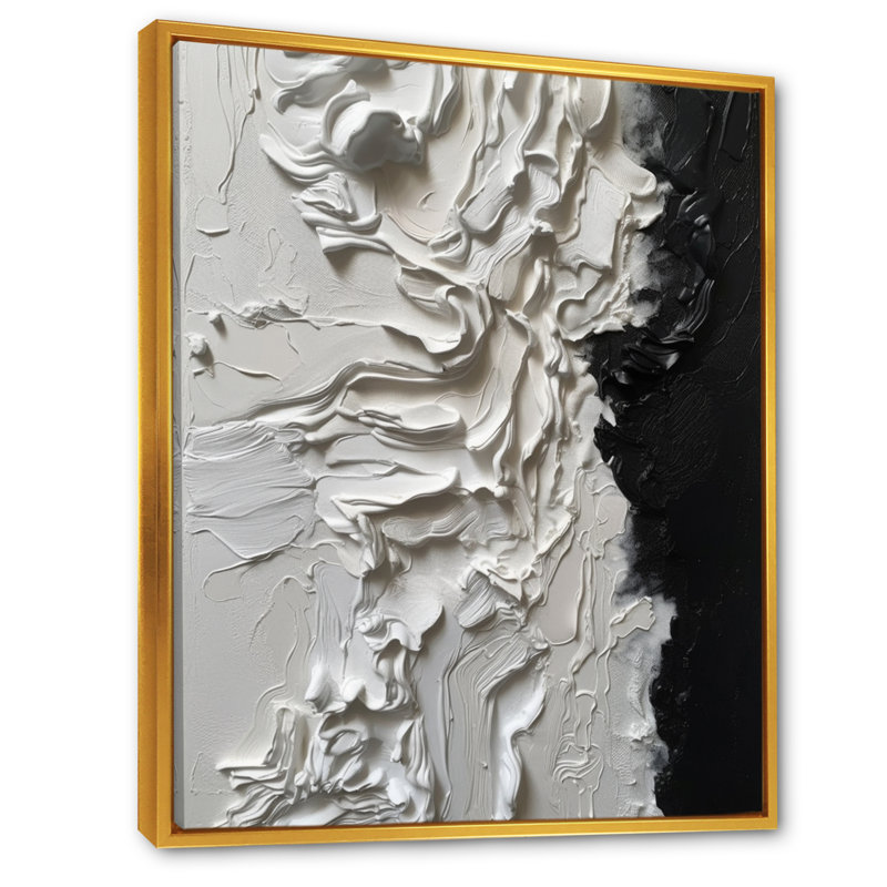 «White and Black Tranquility Unleashed I», art mural encadré en marbre abstrait, H 40 po x l 30 po x P 1,5 po
