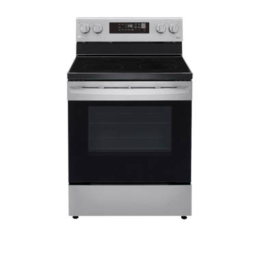 GE 30-in Glass Top 5 Elements 5.3-cu ft Self-Cleaning Air Fry Convection  Oven Freestanding Electric Range (Stainless Steel) in the Single Oven  Electric Ranges department at