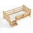 Twin Size Solid Wood Kids Floor Bed with Storage Bookcases, Cute Stairs & Guardrails, No Box Spring Needed, Light Natural-213360767-213360737