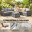 Ensemble de meubles de patio 7 pièces, modulaire d'extérieur en osier, gris clair