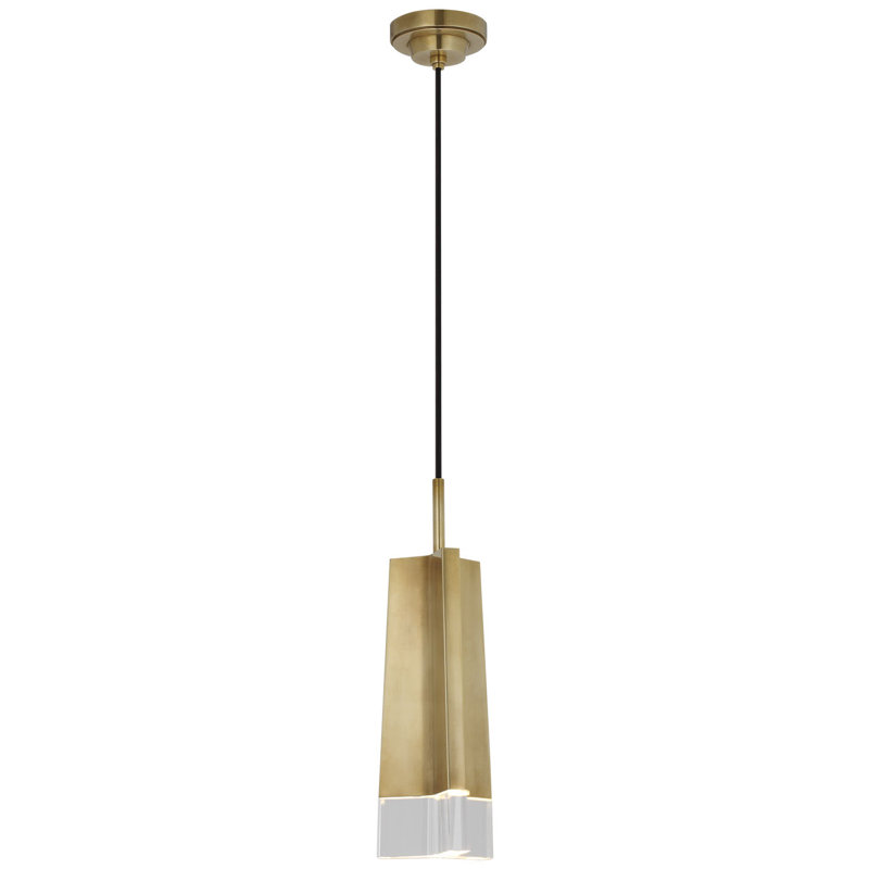 Thomas O'Brien Matcha Single Light Pendant in Bronze with Clear Glass, Hand-Rubbed Antique Brass