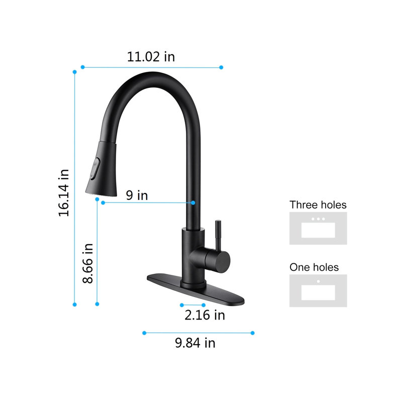 Single Lever Kitchen Faucet In Matte Black Stainless Steel, Pull Out Suitable For Different Sink Types, High Nozzle With Full 360 Rotation, Dirt Surface, Aerators Smooth And Gentle Water Faucet, ,