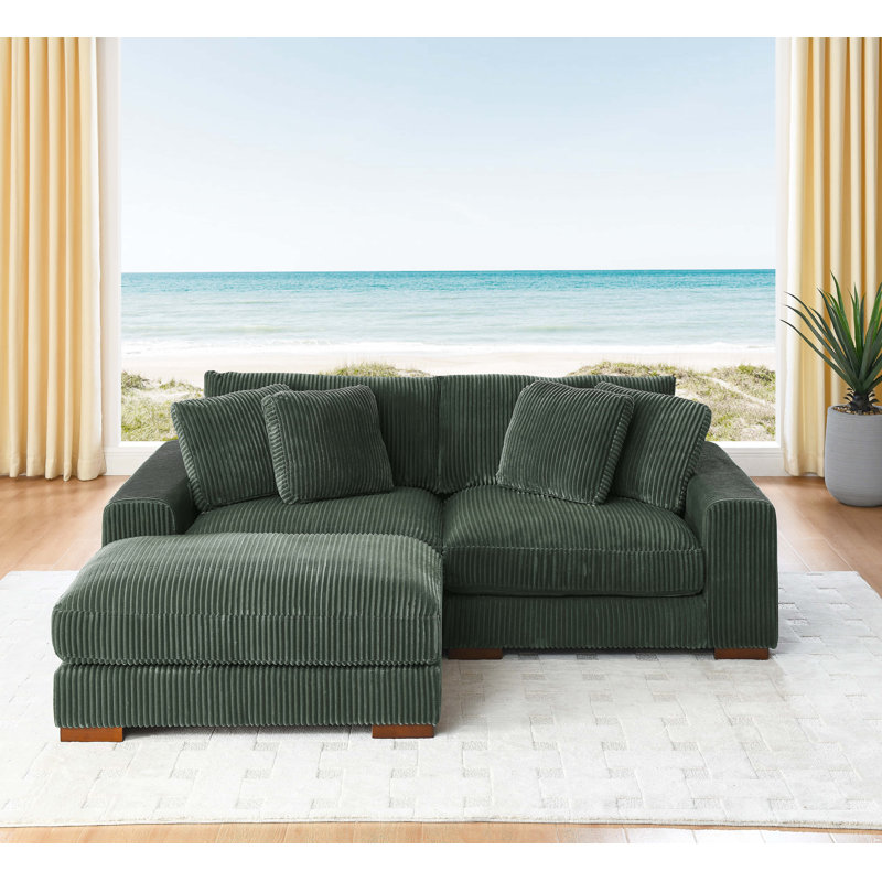 Broughton Modular Corduroy Sectional, Dark Green Corduroy