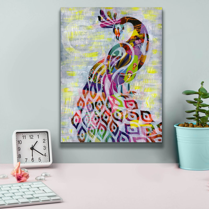 «Peacock» par Artpoptart, art mural sur toile, H 16 po x l 12 po x P 0,75 po