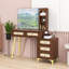 Meuble-lavabo 5 tiroirs avec miroir, éclairage réglable et tablettes de rangement-143038393
