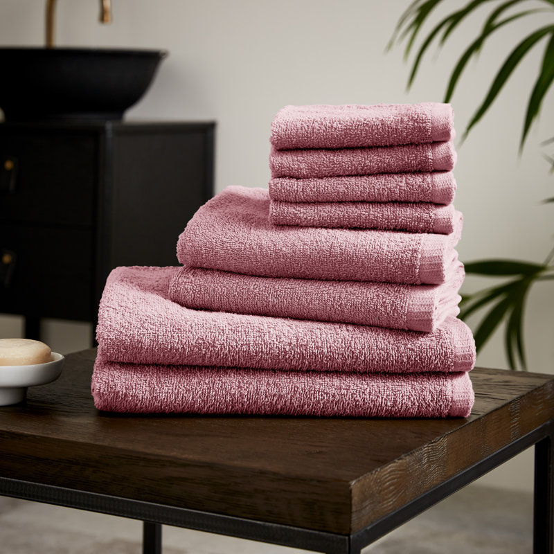 Quick Dry Cotton 8 Piece Towel Set, Pink