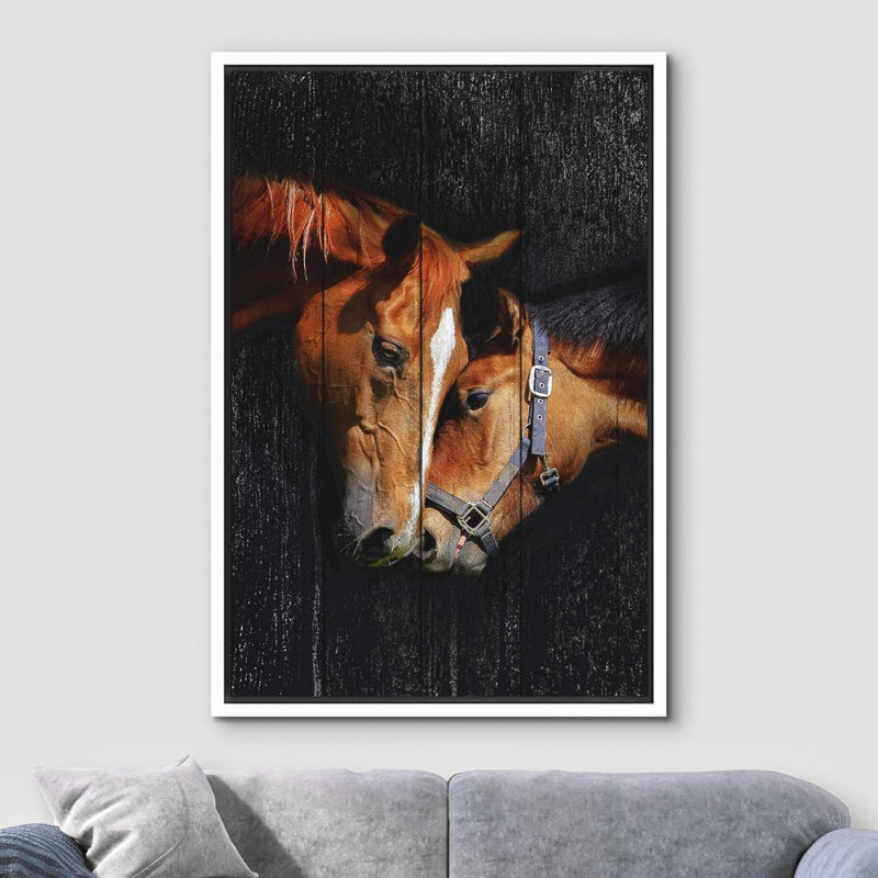 Courir, chevaux, effet de bois, panneau, mère, enfant, cheval, portrait, art numérique, ferme, faune rustique