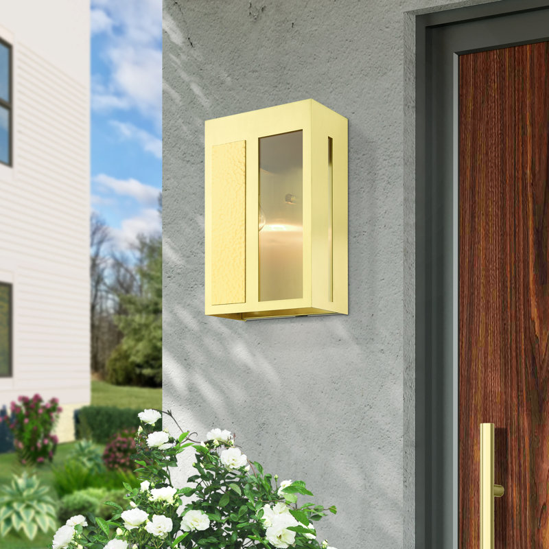Gandhi Solid Brass Wall Light, Satin Brass, 14" H x 8.5" W x 4.9" D