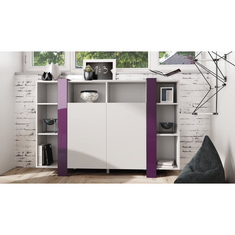 Abbie-May 149cm Sideboard, White Matt/Blackberry High Gloss