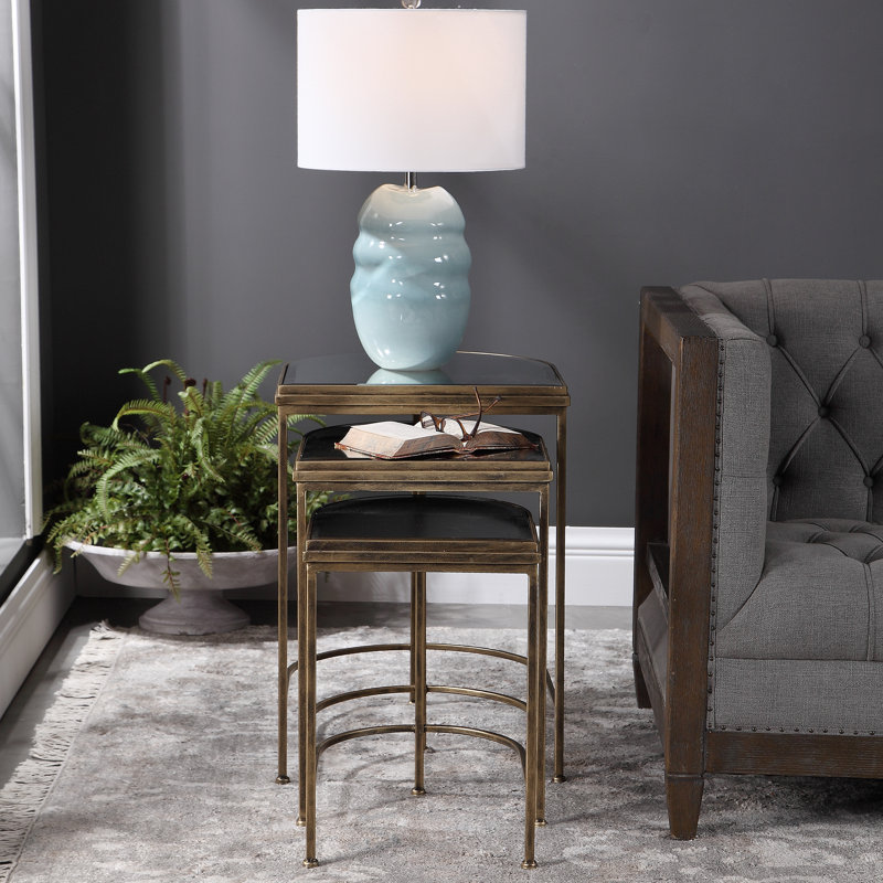Uttermost India Nesting Tables, Set/3, Antique Brushed Gold