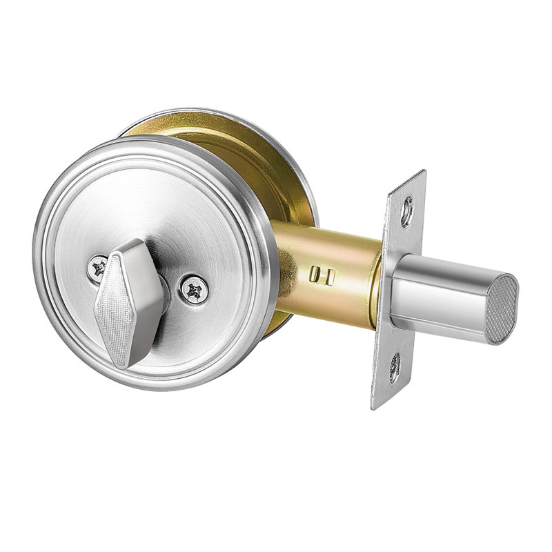 Serrure à pêne dormant rond cylindrique simple à pêne dormant à clé 1 côté nickel satiné 3 clés