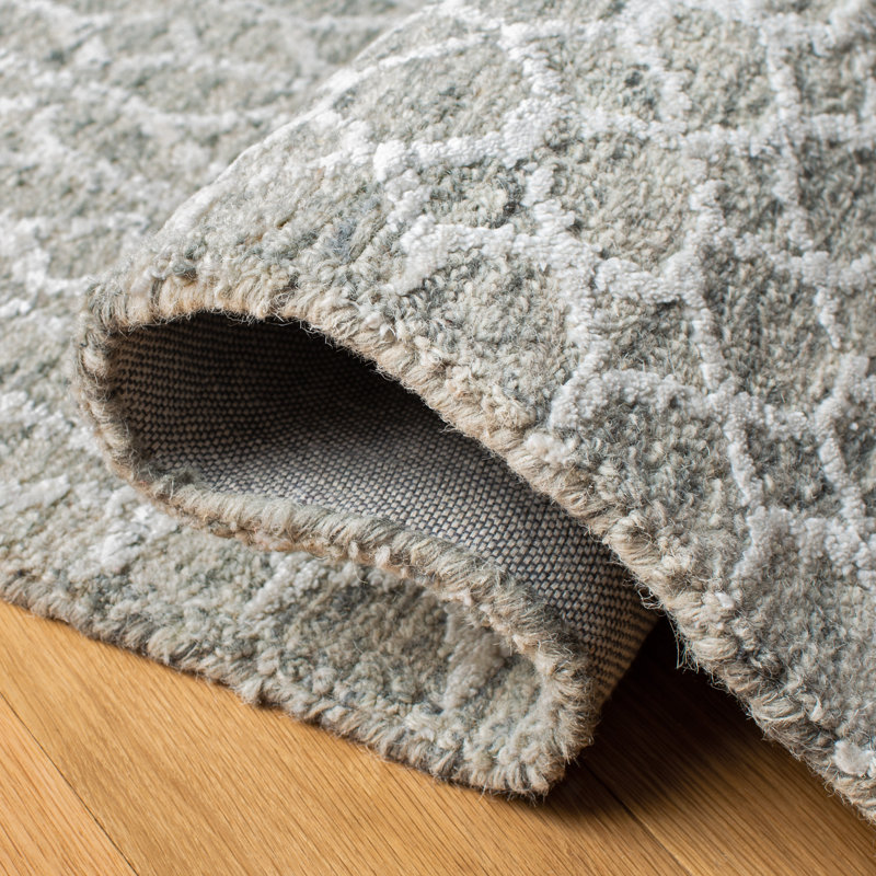 Tapis géométrique en laine / viscose / coton touffeté à la main Percy, Rectangle 3 pi x 5 pi