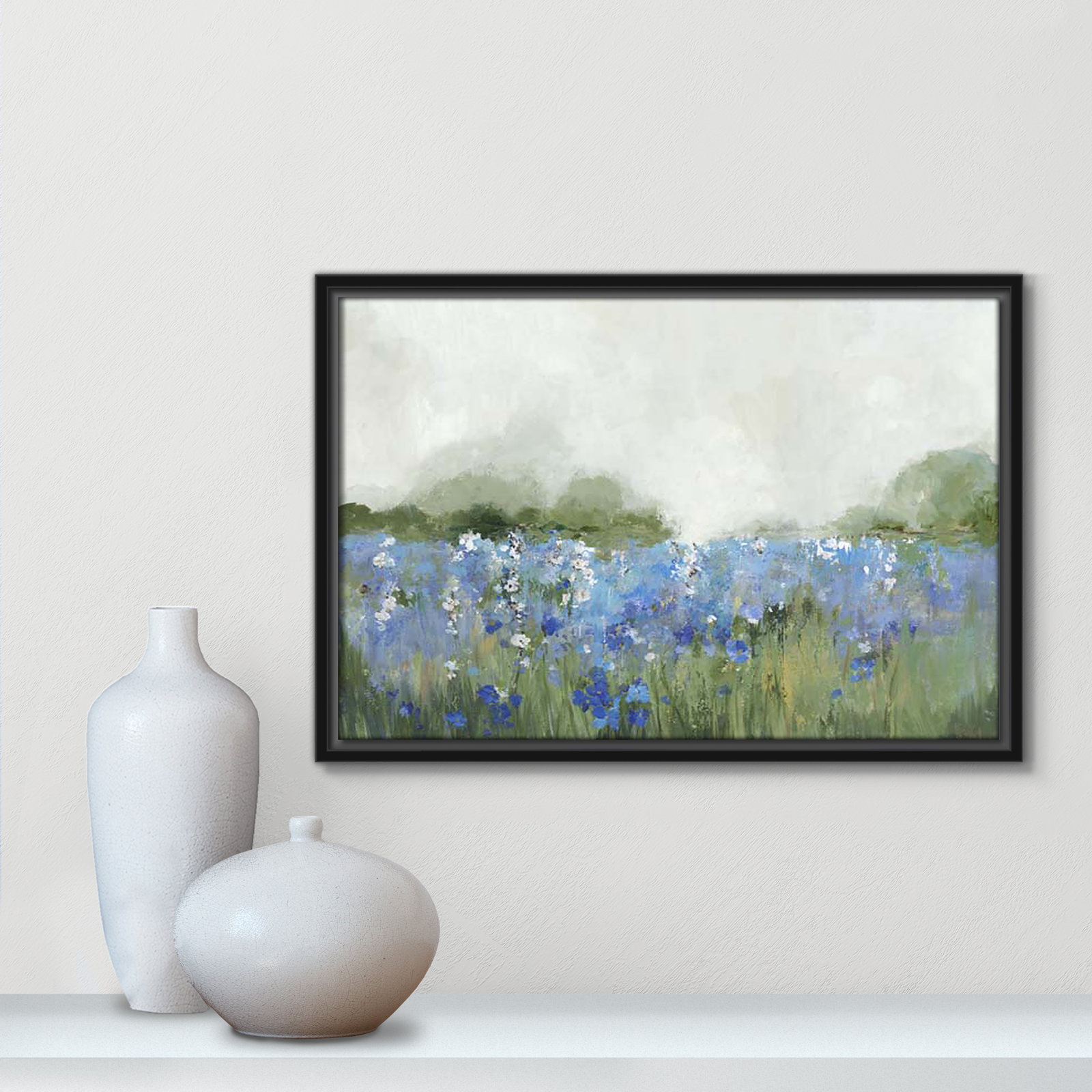 Meadows Bluebels Field "Meadows Bluebells Field" Print, 13.5" H x 19.5" W x 2" D, Black Framed