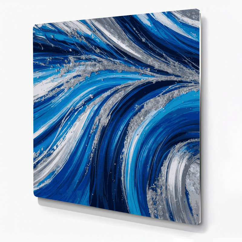 «Lyrical Abstraction 88», art mural en métal bleu, H 12 po x l 12 po