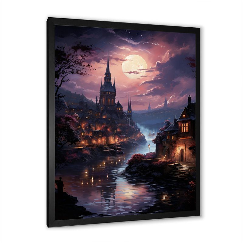 " Castles Twilight Majesty Deep I ", Black Picture Framed, 20" H x 12" W x 1" D