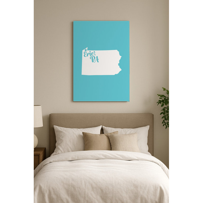 Home Sweet Erie — Silhouette de l'État de Pennsylvanie — Portrait mural en métal, H 10 po x l 8 po