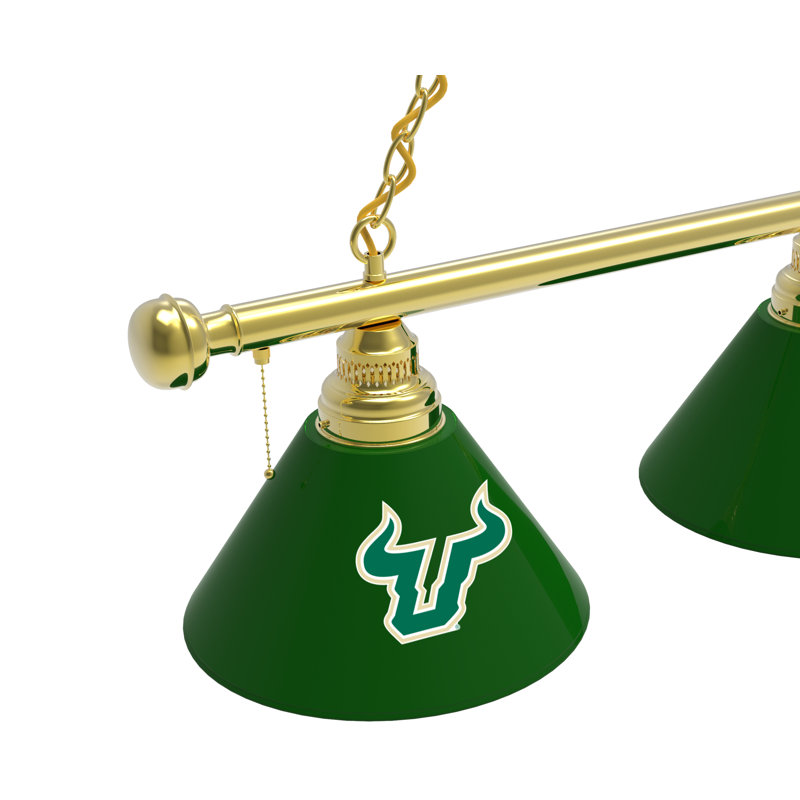 3 - Light Pool Table Lights Pendant, Brass, South Florida Bulls