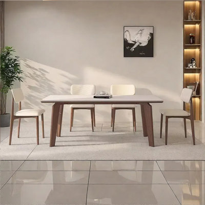 Rock plate dining table and chair combination