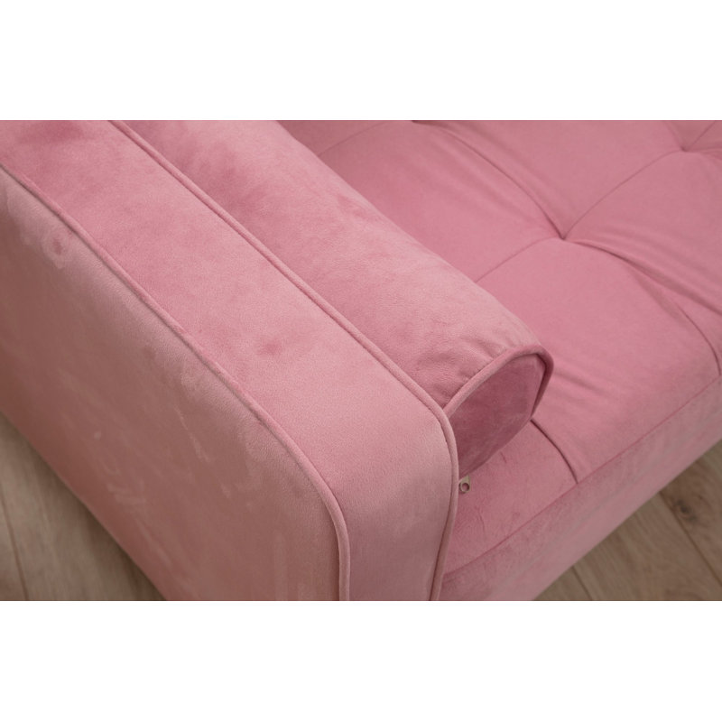 Elegant 3-Seat Sofa, Dusty Rose Color | Beech Wood & Chipboard Frame, 84.6 x 35.4 x 27.6 inches | Soft 100% Polyester Fabric, 2 Dry-Cleanable Pillows Included, Comfortable Foam Cushions | Perfect for Glam & Hotel Style Living Rooms