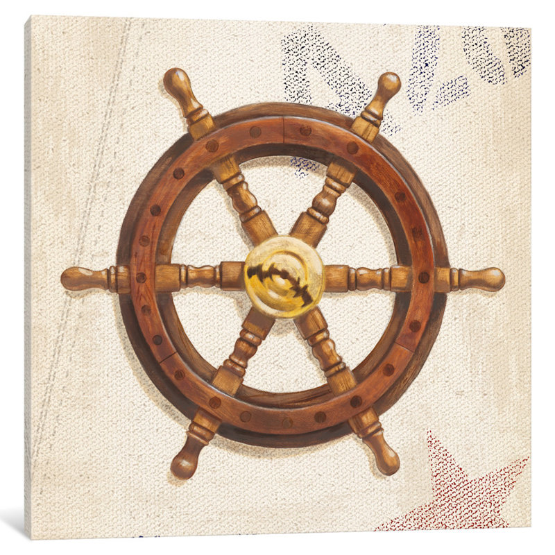 « nautique wheel », impression sur toile tendue, H 26 po x l 26 po x P 1,5 po