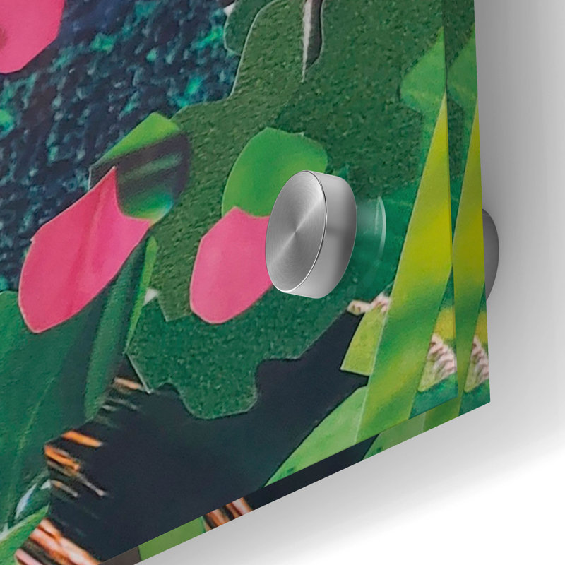  «Poolside Geraniums 1» par Coco Good, art mural en verre acrylique, 24 po x 24 po