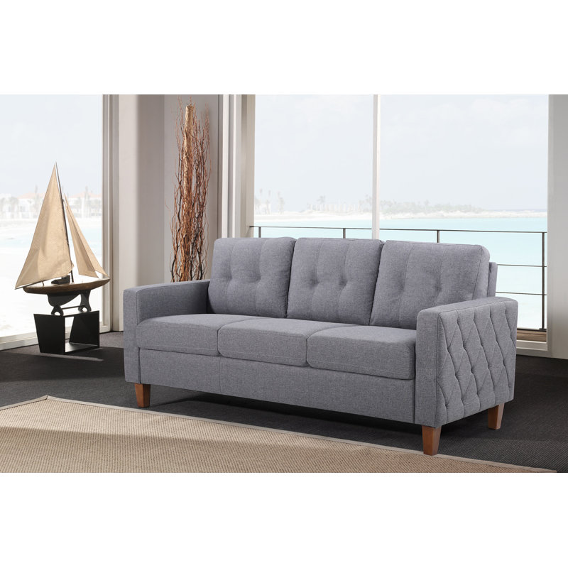 Canapé à accoudoirs carrés en lin 76,77 po Rossetti, Gris foncé