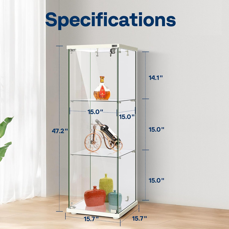 Vitrine en verre 3 couches avec serrure