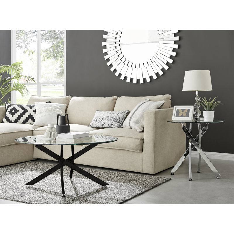 Rantoul Modern Contemporary Glass Coffee Table - Modern Sleek Design, Black