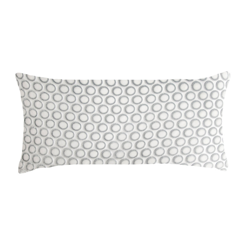 Dots Rectangle Velvet Pillow Cover & Insert, 7" x 15", White