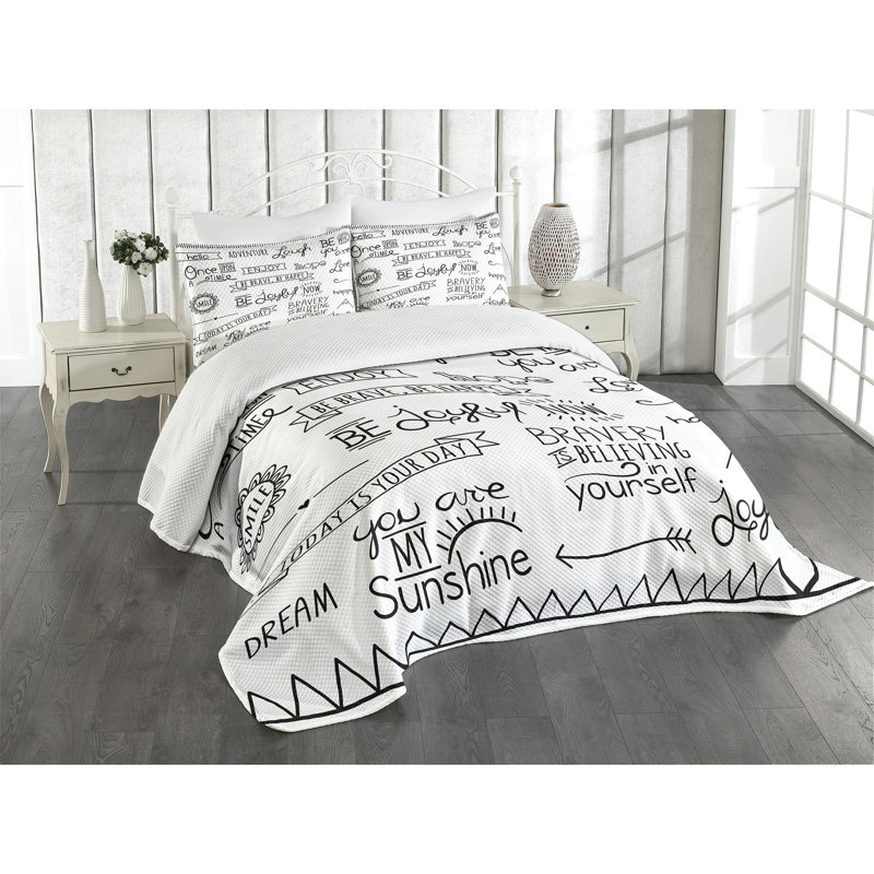 White Quilted Twin Bedspread Set with Pillow Sham