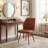 Monno Chenille Fabric Upholstered Dining Chairs Armless Side Chairs with Color-Matched Metal Frame-442354295