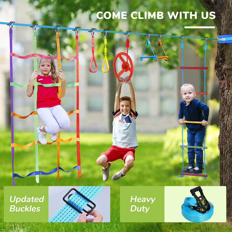 50FT Ninja Warrior Obstacle Course Sauser Swing Set