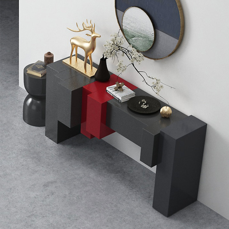 Console Modern Minimalist Art Design, H 35,43 po x l 62,99 po x P 15,75 po, Noir / rouge