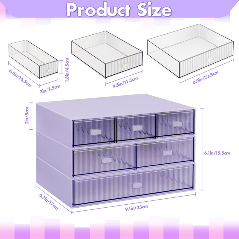 Cardae Plastic Desk Organiser, Purple