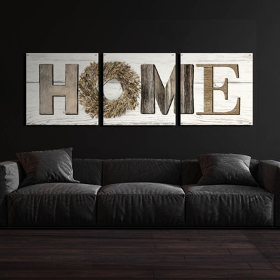 Epic Art 'Home in Beige' by Lori Deiter Acrylic Glass Wall Art, 3 Piece Set